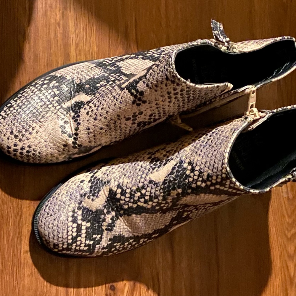 Snakeskin booties